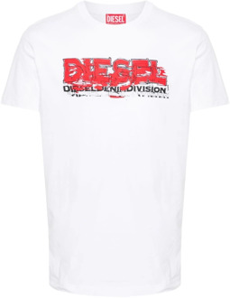 Diesel Witte T-shirts en Polos Diesel , White , Heren - L