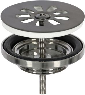 Differnz Afvoerplug - Free-flow - Messing - Zonder Overloop - Gun Metal - 64mm