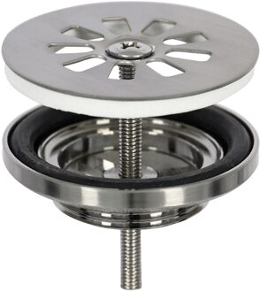 Differnz Afvoerplug Mat Chroom - Afvoerstop voor Wastafel - Ø 64 mm - 6M schroef