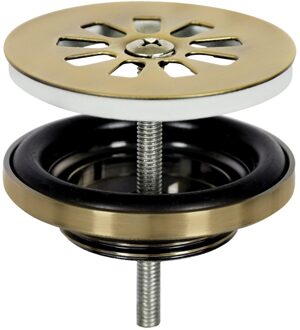 Differnz Afvoerplug Mat Goud - Afvoerstop voor Wastafel - Ø 64 mm - 6M schroef