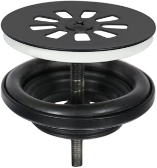 Differnz Afvoerplug Mat Zwart - Afvoerstop voor Wastafel - Ø 64 mm - 6M schroef