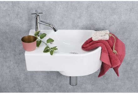 Differnz Appollo Fontein Toilet Links - Set - Fontein 41 x 27 cm inclusief fonteinkraan en sifon - Keramiek - Wit