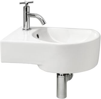 Differnz Appollo Fontein Toilet Links - Set - Fontein 41 x 27 cm inclusief fonteinkraan en sifon - Keramiek - Wit