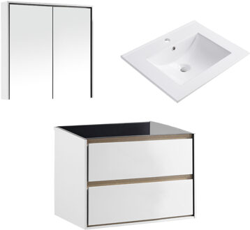 Differnz Badkamermeubelset Differnz Providence Met Keramiek Wastafel 60 cm Wit Differnz