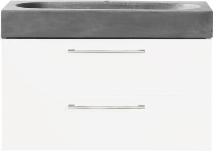 Differnz Badkamermeubelset Differnz Somero Met Beton Wastafel 60 cm Hoogglans Wit Differnz