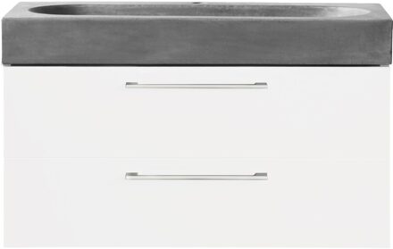 Differnz Badkamermeubelset Differnz Somero Met Beton Wastafel 80 cm Hoogglans Wit Differnz