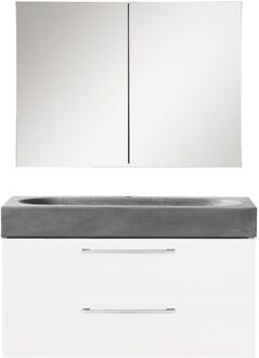 Differnz Badkamermeubelset Differnz Somero Met Beton Wastafel 80 cm Hoogglans Wit (Inc. Spiegelkast)