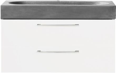 Differnz Badkamermeubelset Differnz Somero Met Beton Wastafel 80 cm Hoogglans Wit