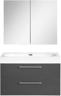 Differnz Badkamermeubelset Differnz Somero Met Keramiek Wastafel 60 cm Antraciet (Inc. Spiegelkast) Wit