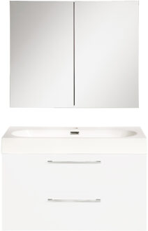 Differnz Badkamermeubelset Differnz Somero Met Keramiek Wastafel 60 cm Hoogglans Wit (Inc. Spiegelkast)