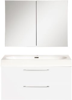 Differnz Badkamermeubelset Differnz Somero Met Keramiek Wastafel 80 cm Hoogglans Wit (Inc. Spiegelkast)