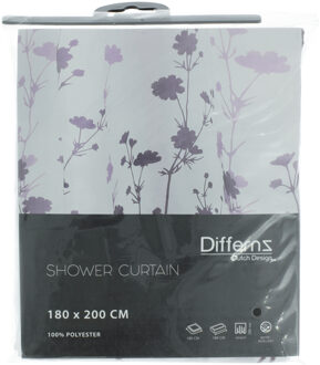 Differnz Douchegordijn Folia – 180 x 200 cm – Verzwaard – 100% Polyester - Wit/Violet