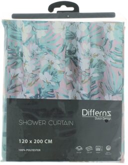 Differnz Douchegordijn Tropical – 120 x 200 cm – Verzwaard - 100% Polyester - Multi