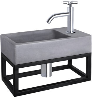 Differnz Fontein/Handdoekrek Force Beton Grijs Gebogen Kraan X Chroom Grijs, Zilver