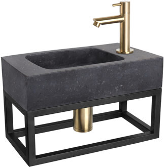 Differnz Fontein/Handdoekrek Force Bombai Rechte Kraan Mat Goud Goud, Zwart