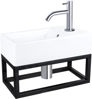 Differnz Fontein/Handdoekrek Force Keramiek Gebogen Kraan Chroom Wit, Zilver