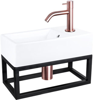 Differnz Fontein/Handdoekrek Force Keramiek Gebogen Kraan Rood Koper Koper, Wit