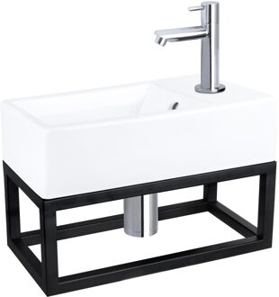 Differnz Fontein/Handdoekrek Force Keramiek Rechte Kraan Chroom Wit, Zilver