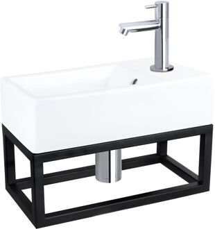 Differnz Fontein/Handdoekrek Force Keramiek Rechte Kraan Chroom Wit, Zilver