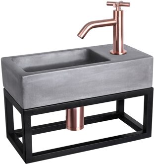 Differnz Fontein/Handdoekrek Ravo Beton Grijs Gebog Kraan X Rood Koper Grijs, Koper