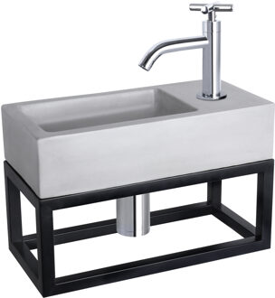 Differnz Fontein/Handdoekrek Ravo Beton Grijs Gebogen Kraan X Chroom Grijs, Zilver