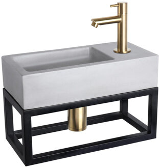 Differnz Fontein/Handdoekrek Ravo Beton Grijs Rechte Kraan Mat Goud Goud, Grijs