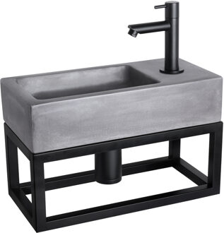 Differnz Fontein/Handdoekrek Ravo Beton Grijs Rechte Kraan Mat Zwart Grijs, Zwart