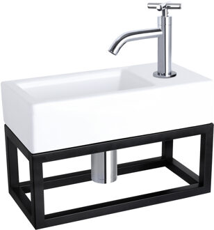 Differnz Fontein/Handdoekrek Ravo Keramiek Gebogen Kraan X Chroom Wit, Zilver