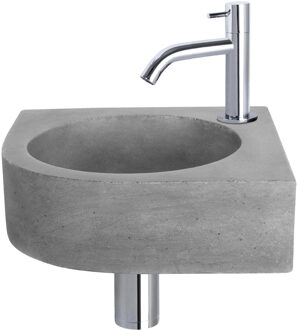 Differnz Fonteinset Cleo Beton Donker Grijs Gebogen Kraan Chroom Grijs, Zilver