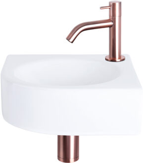 Differnz Fonteinset Cleo Keramiek Gebogen Kraan Rood Koper Koper, Wit