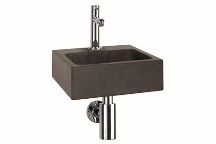 Differnz Fonteinset Differnz Square Rechthoek 28x27x9cm Natuursteen Chroom Toiletkraan Sifon Plug