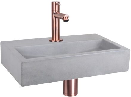 Differnz Fonteinset Flat Beton Licht Grijs Rechte Kraan Rood Koper Grijs, Koper