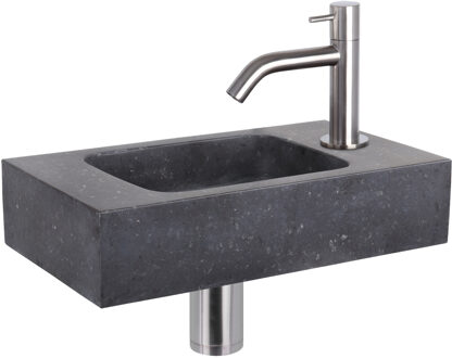 Differnz Fonteinset Force Bombai Black Gebogen Kraan Mat Chroom Zilver, Zwart