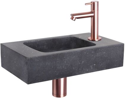 Differnz Fonteinset Force Bombai Black Rechte Kraan Rood Koper Koper, Zwart