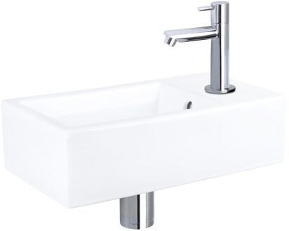 Differnz Fonteinset Force Keramiek Rechte Kraan Chroom Wit, Zilver