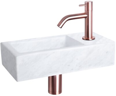 Differnz Fonteinset Helios Marmer Gebogen Kraan Rood Koper Koper, Wit