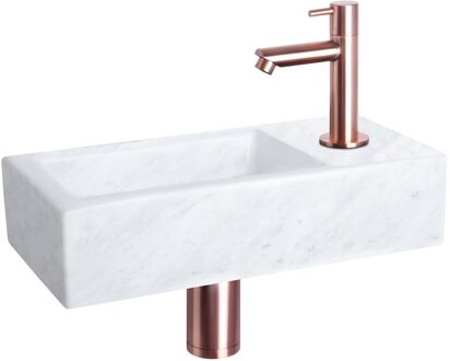 Differnz Fonteinset Helios Marmer Rechte Kraan Rood Koper Koper, Wit