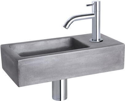 Differnz Fonteinset Ravo Beton Donker Grijs Gebogen Kraan Chroom Grijs, Zilver