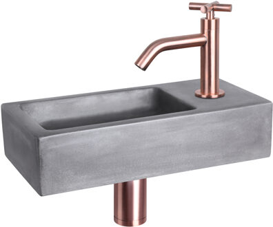 Differnz Fonteinset Ravo Beton Donker Grijs Gebogen Kraan X Rood Koper Grijs, Koper