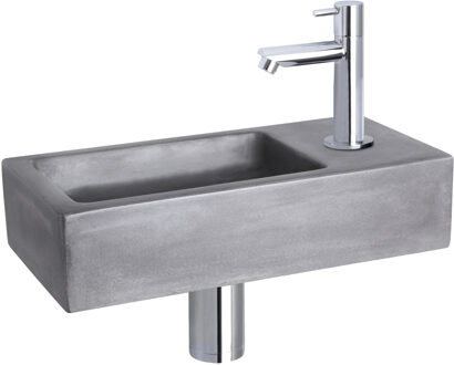 Differnz Fonteinset Ravo Beton Donker Grijs Rechte Kraan Chroom Grijs, Zilver