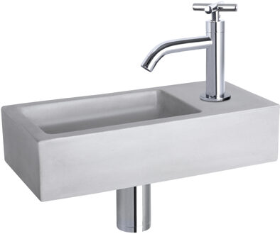 Differnz Fonteinset Ravo Beton Licht Grijs Gebogen Kraan X Chroom Grijs, Zilver