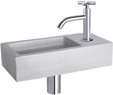 Differnz Fonteinset Ravo Beton Licht Grijs Gebogen Kraan X Chroom Grijs, Zilver