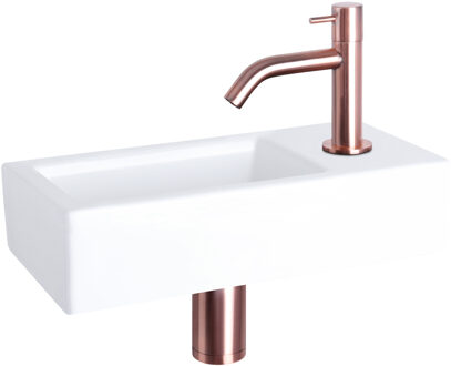 Differnz Fonteinset Ravo Keramiek Gebogen Kraan Rood Koper Koper, Wit