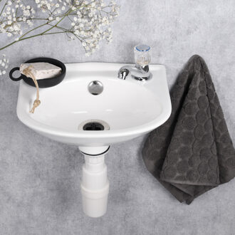 Differnz Gaia Fontein Toilet - Set - Fontein 28 x 32 x 15 cm inclusief kraan en sifon - Keramiek - Wit
