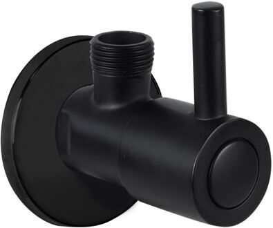 Differnz Hoekstopkraan Mat Zwart – Met Rozet 1/2"/ 3/8" - Toiletkraan