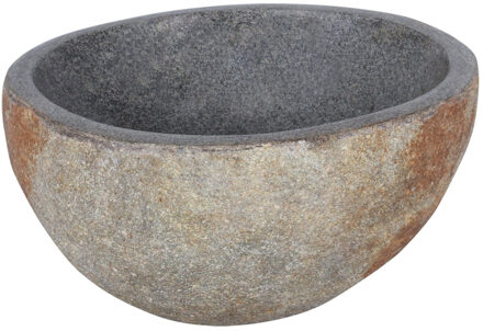 Differnz Lombok waskom 36cm rond riviersteen grijs 38.010.61 Grijs mat