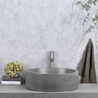 Differnz Marba - Wastafel beton donkergrijs - Rond - 42 x 42 x 13 cm