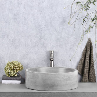 Differnz Marba - Wastafel beton lichtgrijs - Rond - 42 x 42 x 13 cm