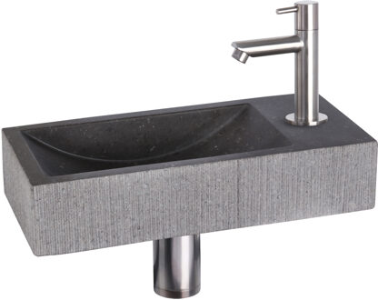 Differnz RIBBLE FONTEINSET BOMBAI BLACK RECHT MAT CHROOM