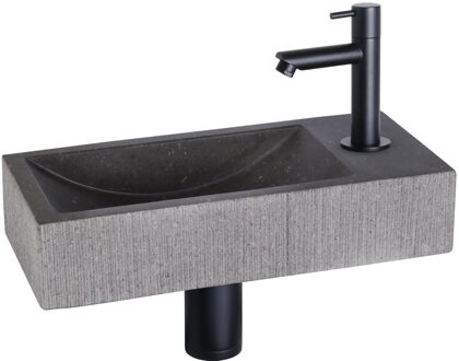 Differnz RIBBLE FONTEINSET BOMBAI BLACK RECHT MAT ZWART